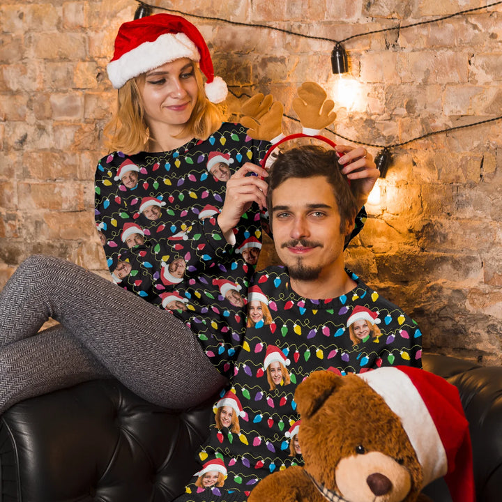 Personalisierter Ugly Christmas Sweater "Lichterkette" famwalls