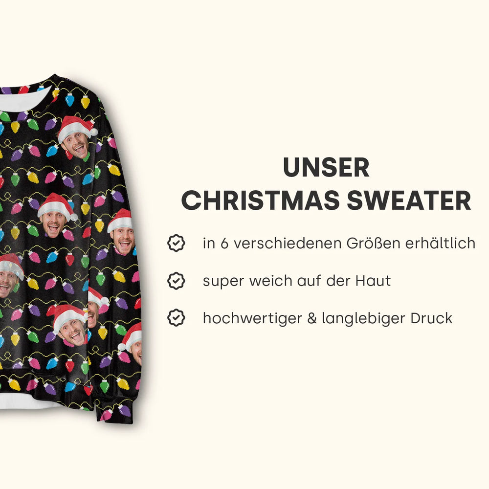 Personalisierter Ugly Christmas Sweater "Lichterkette" famwalls