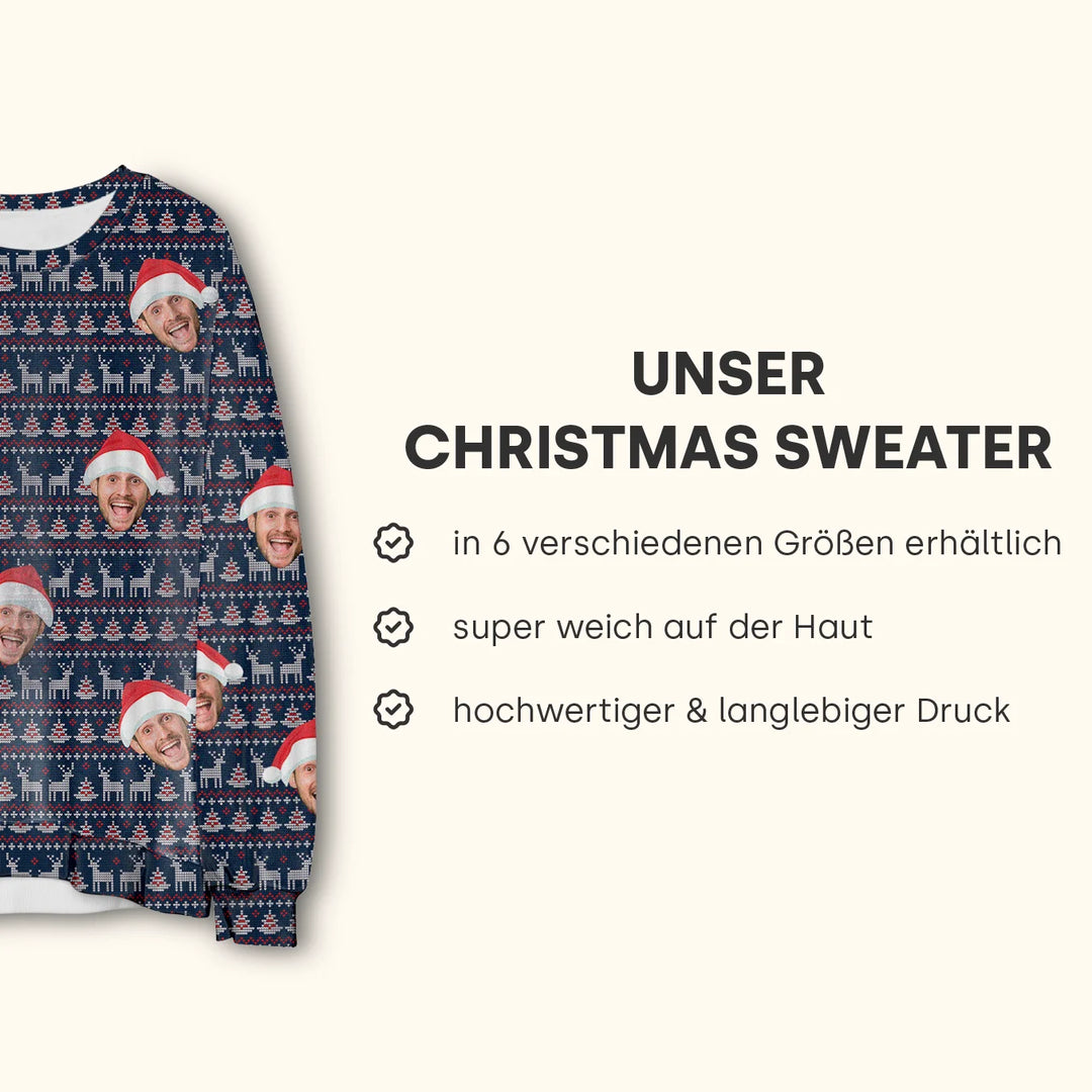 Personalisierter Ugly Christmas Sweater "Rentier" famwalls