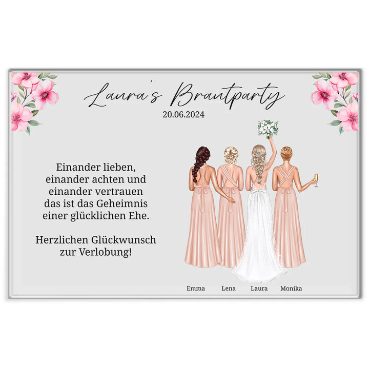 Personalisiertes Acryl-Glas "Brautparty Blumen" famwalls