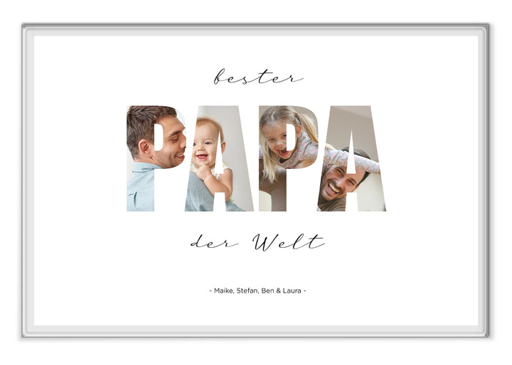 Personalisiertes Acryl-Glas "Papa Wort" mit 2 Fotos famwalls