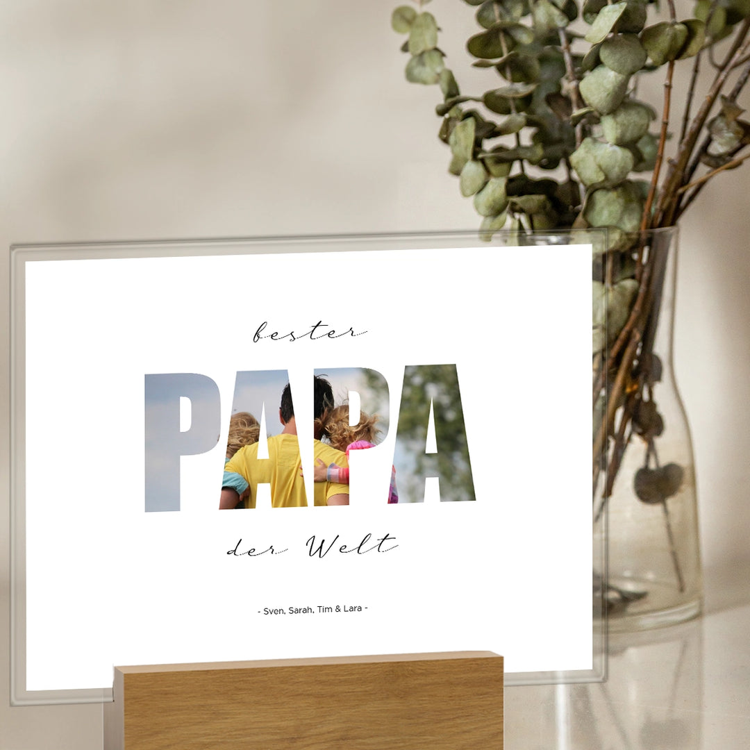 Personalisiertes Acryl-Glas "Papa Wort" mit Foto famwalls