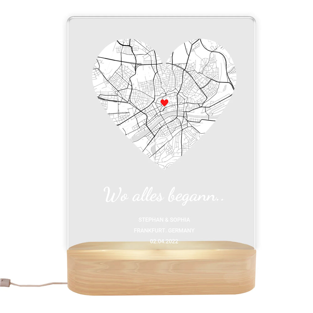 Personalisiertes Glowlight ''Wo alles begann'' famwalls