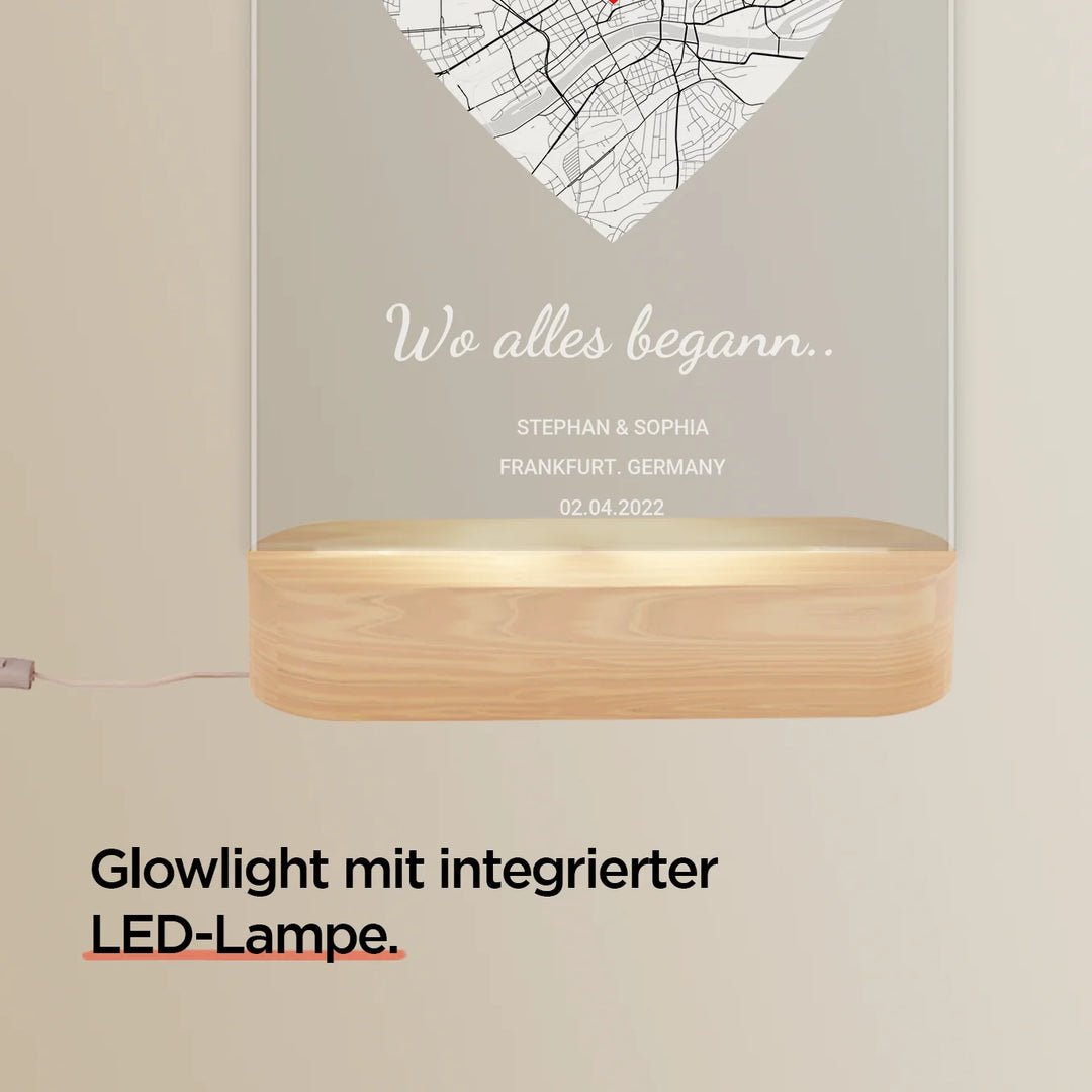 Personalisiertes Glowlight ''Wo alles begann'' famwalls