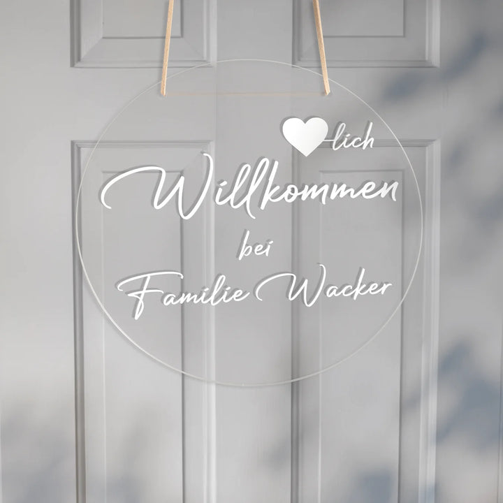 Personalisiertes Acryl-Türschild "Herzlich Willkommen" famwalls