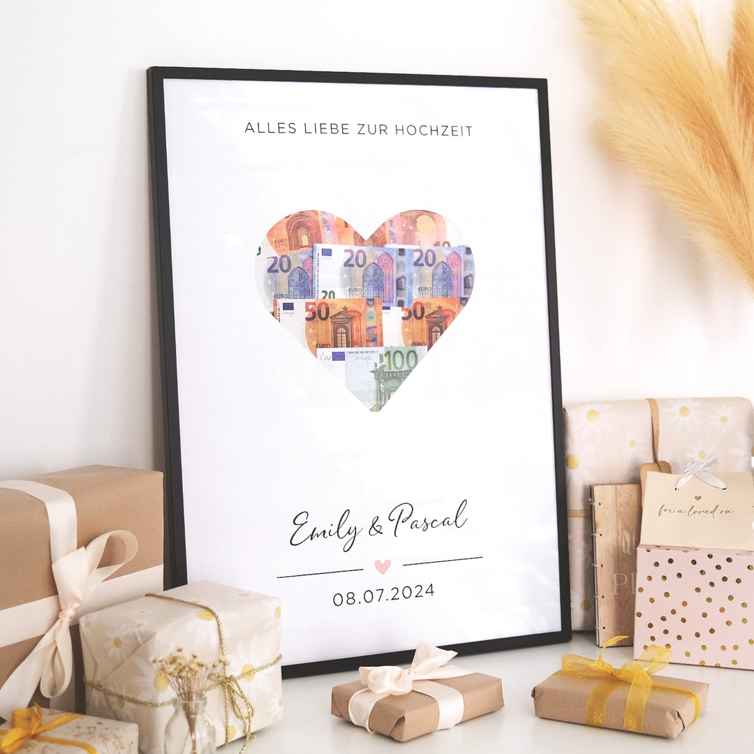 Personalisiertes Geldgeschenk zur Hochzeit "Heart" famwalls