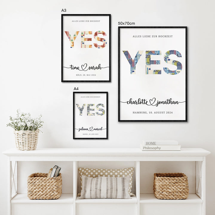 Personalisiertes Geldgeschenk zur Hochzeit "Yes" famwalls