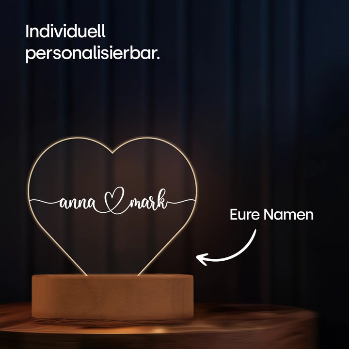 Lumière acrylique coeur personnalisée « Nom » | Veilleuse, lumière décorative, lueur