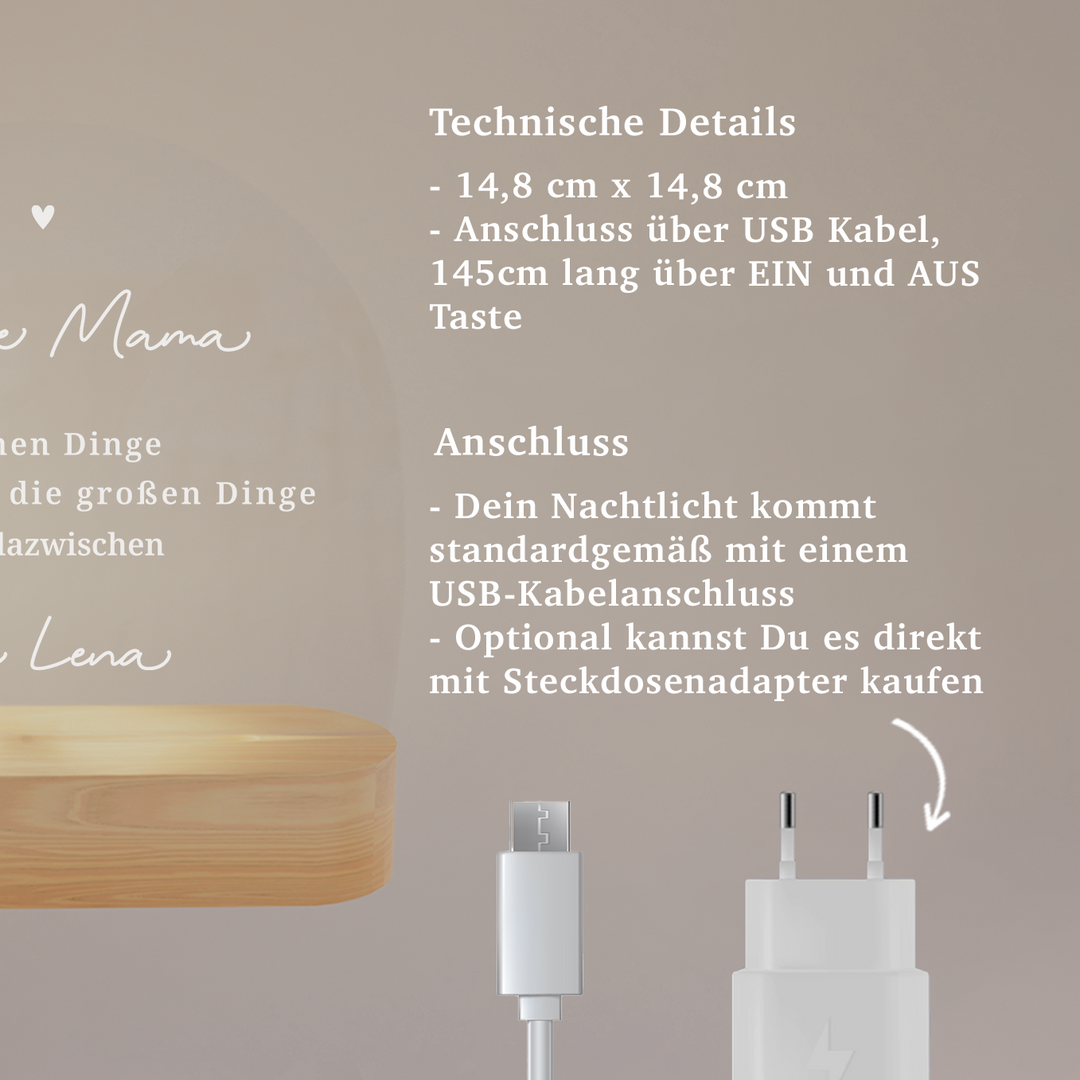 Personalisiertes Nachtlicht Mama ''Danke'' famwalls