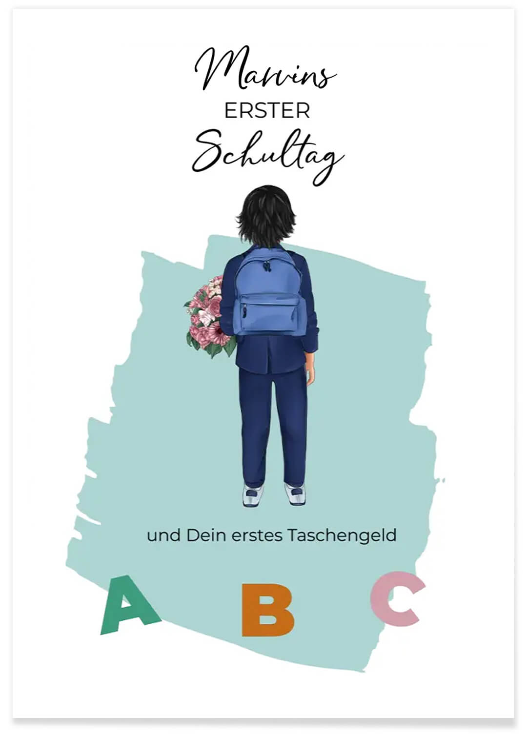 Personalisiertes Poster - "Erster Schultag" / Geschenk zur Einschulung famwalls