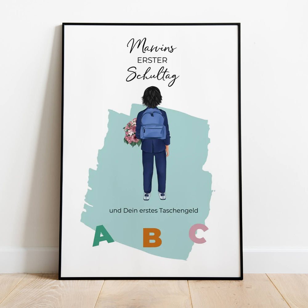 Personalisiertes Poster - "Erster Schultag" / Geschenk zur Einschulung famwalls