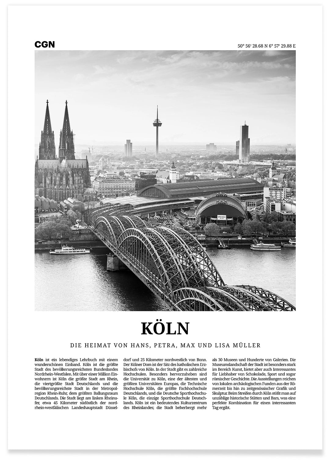 Personalisiertes Poster "Köln" famwalls