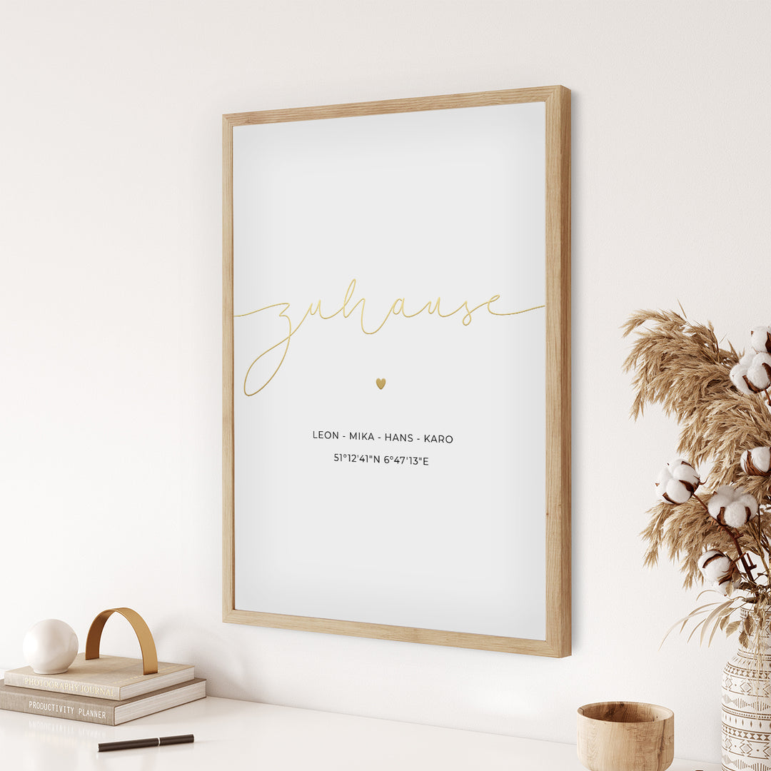 Poster "Dein Zuhause" mit Goldfolie famwalls