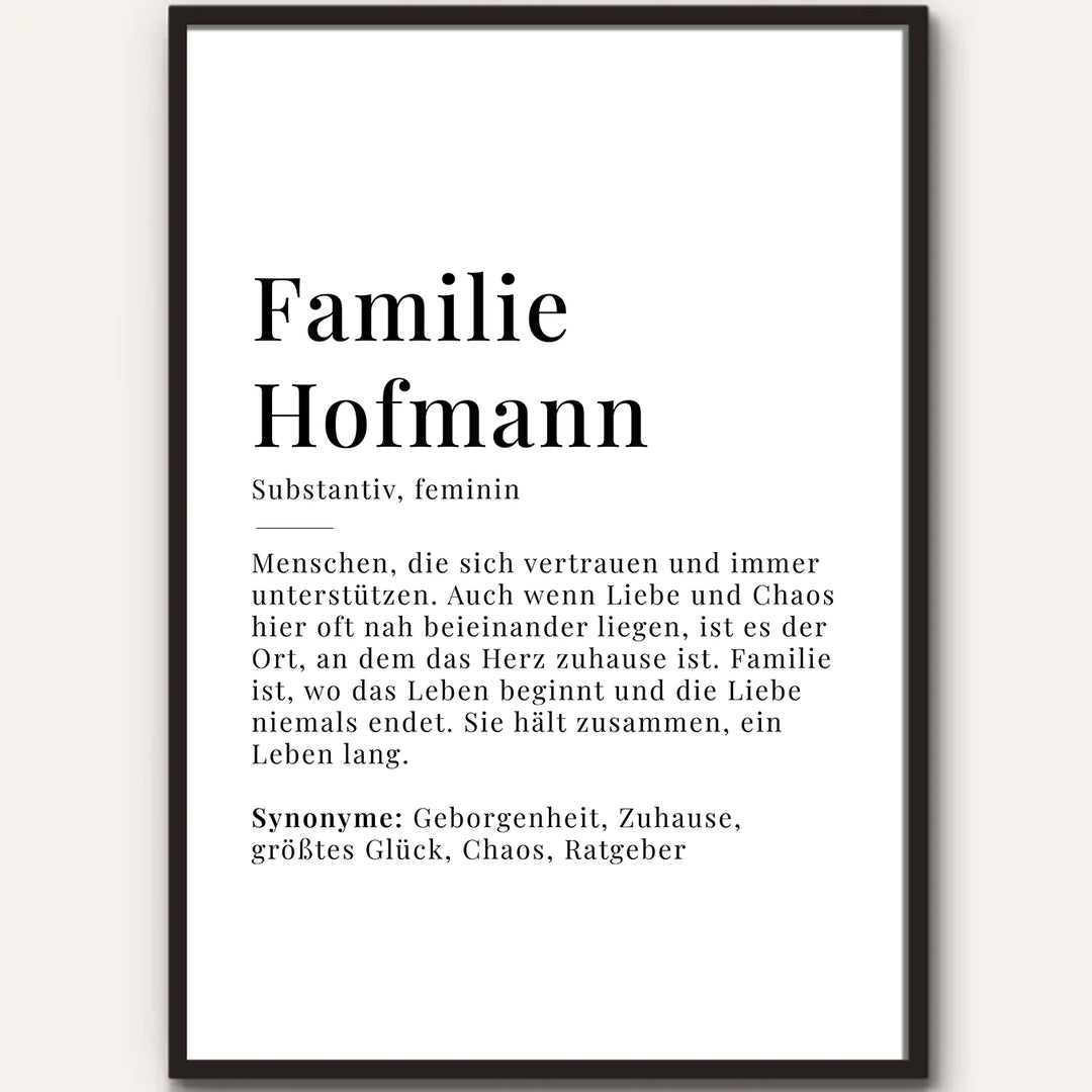 Poster "Familie Definition" famwalls