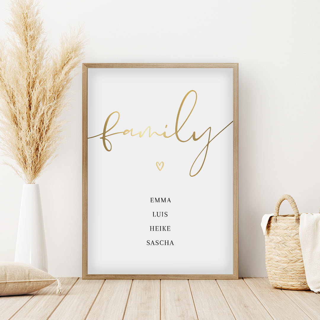 Poster "Family" mit Goldschrift famwalls