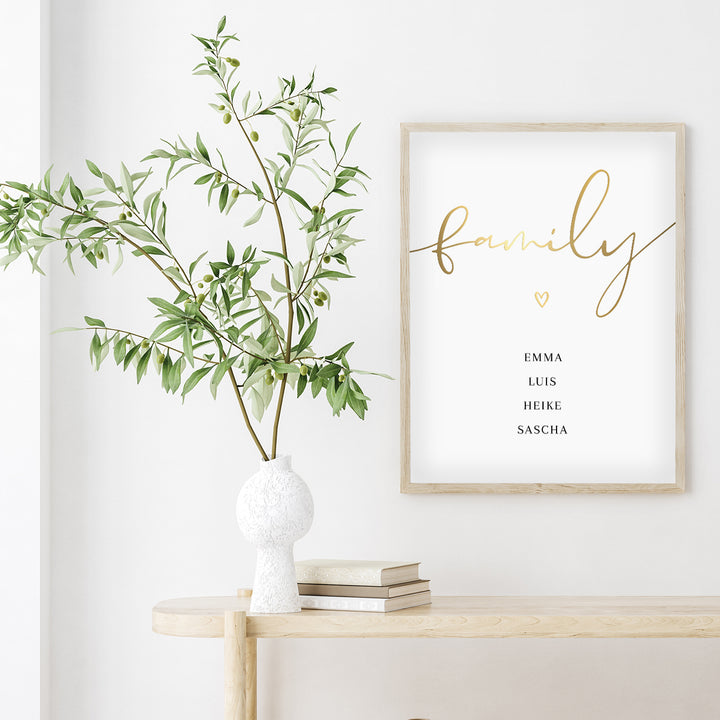 Poster "Family" mit Goldschrift famwalls