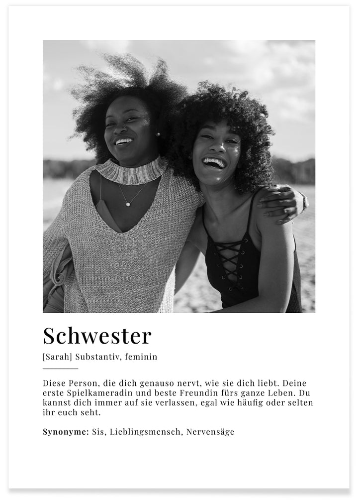 Fotoposter "Schwester Definition" famwalls